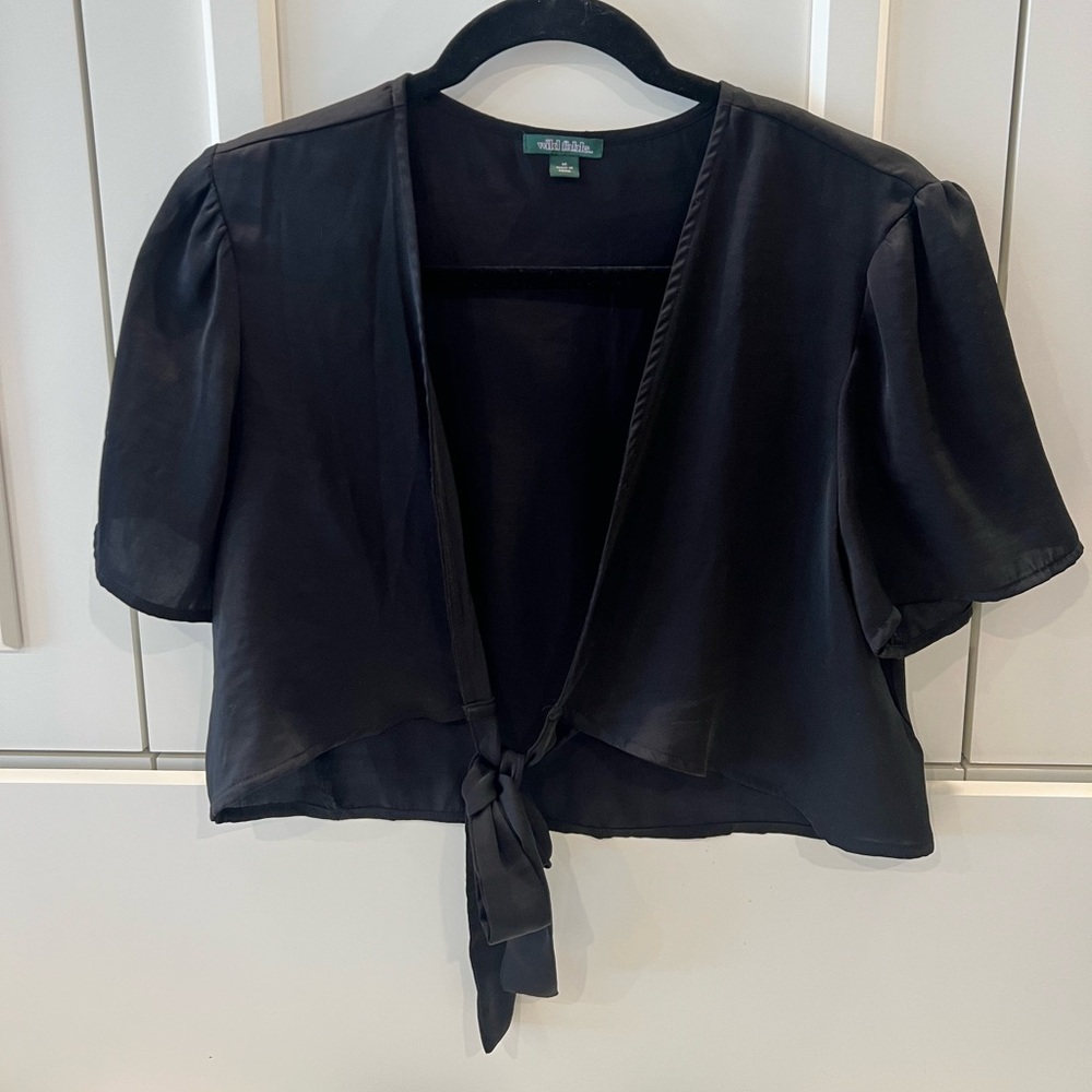 Black Tie-Front Top